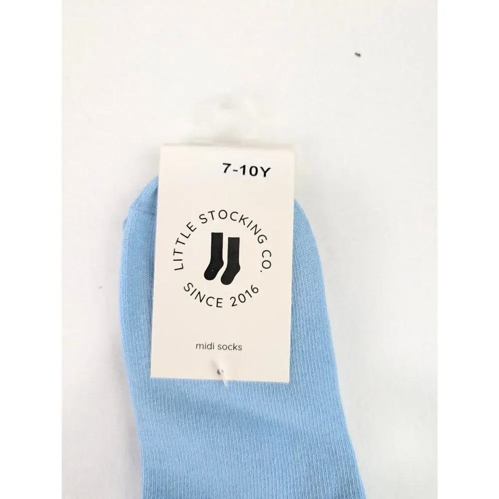 Little Stocking Girls 7-10Y Blue Smiley Midi Socks